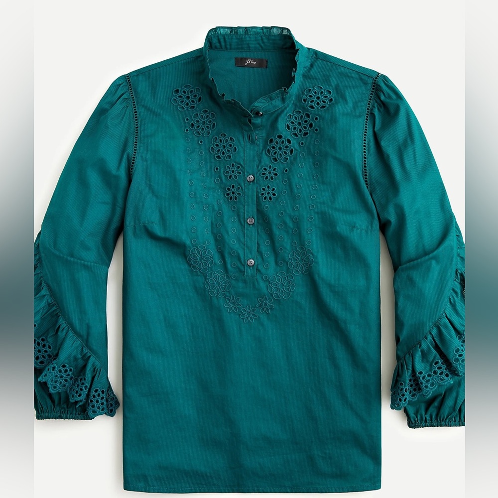 J. Crew ruffle-sleeve top with embroidered eyelet